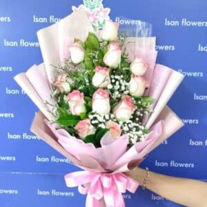 9-18 Big Pink Roses in Pink - Tall Bouquet A