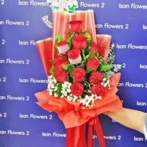 9-18 Big Red Roses in Red - Tall Bouquet B