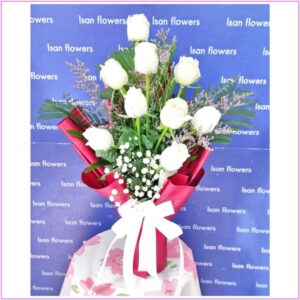 9-25 Big White Roses in Red - Va-quet A