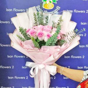 9-25 Big Pink Roses in Pink - Round Bouquet A