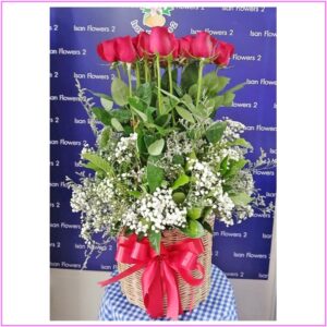 21-51 Big Red Roses - Tall in Basket A