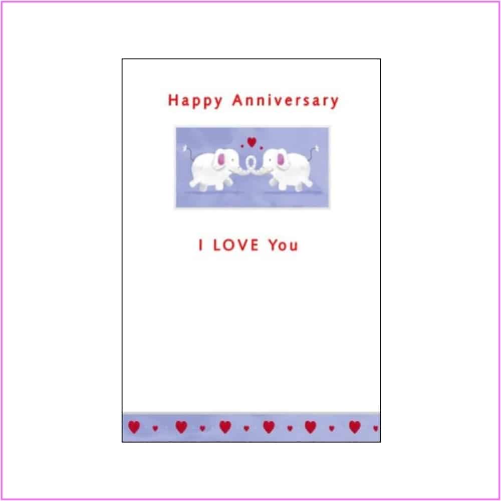 anniversary card with elephants