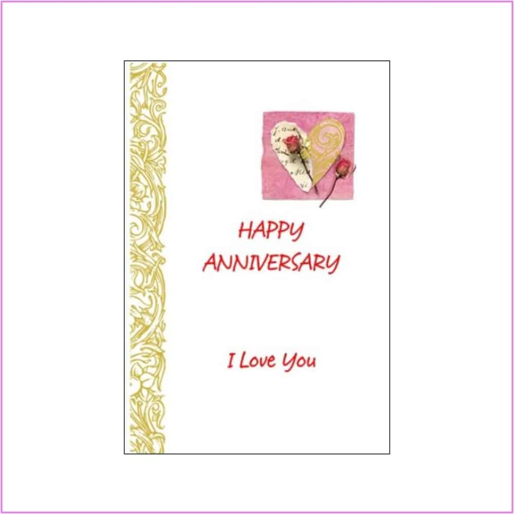 anniversary card with gold stripe