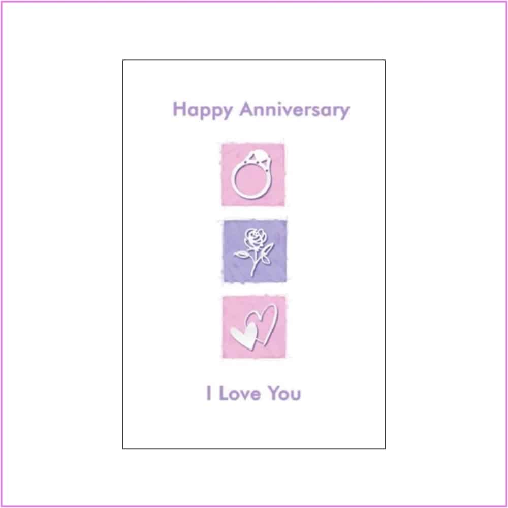 anniversary card with love symbols