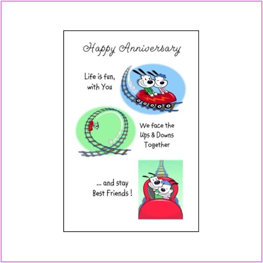 anniversary card with rollercoaster