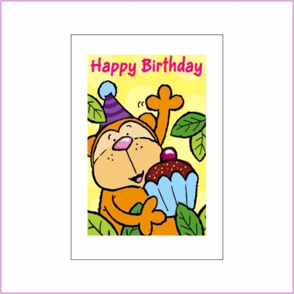 birthday card with cute monkey