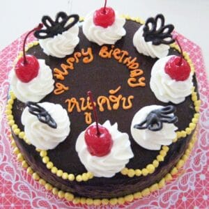 Chocolate Cake with Biscuits & Cherries