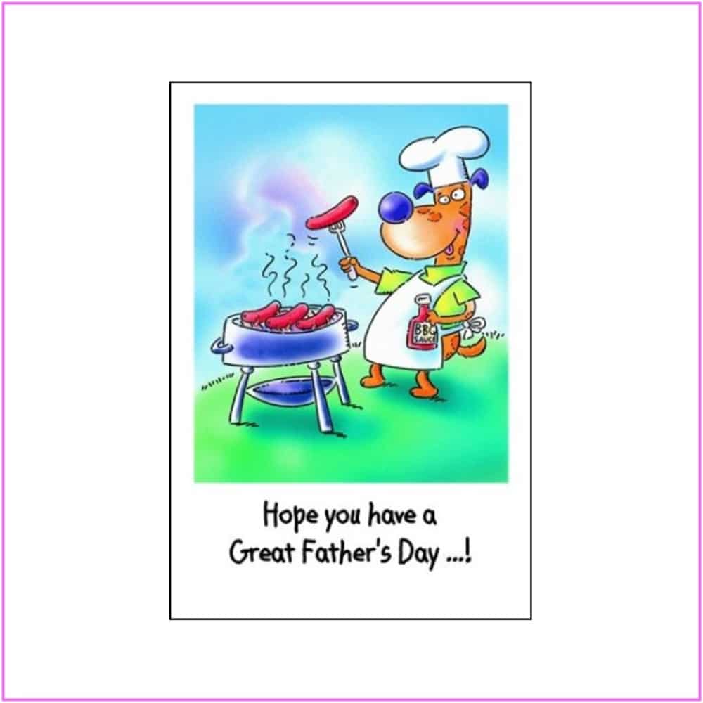 fathers day card with bbq scene