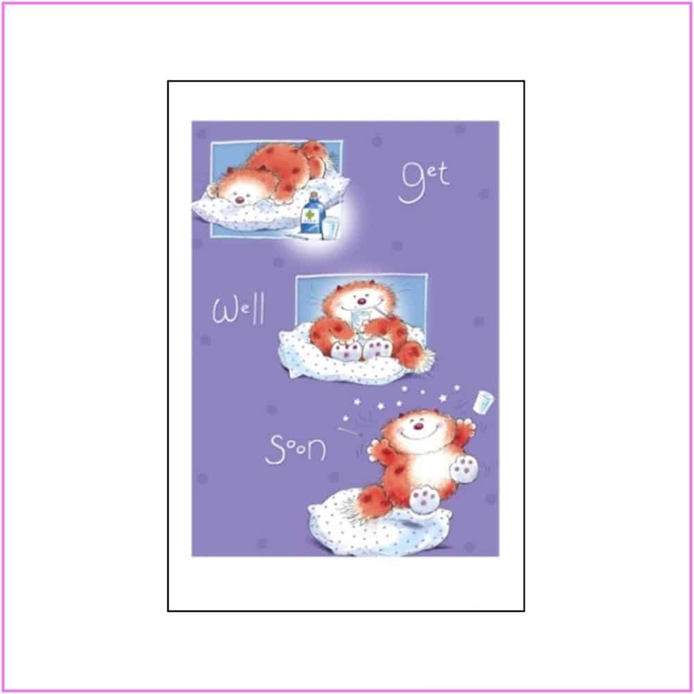 get well card with medicine cat