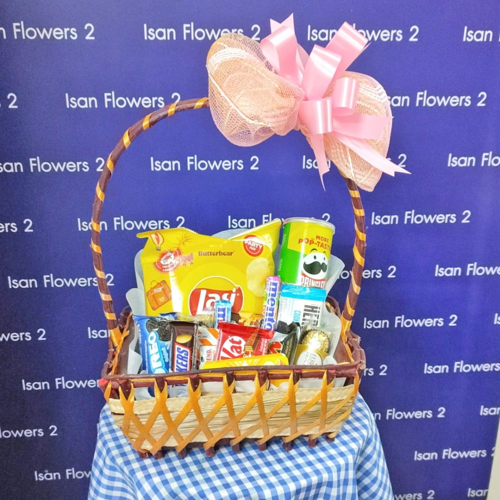 gift basket of western chocolate and snack brands a