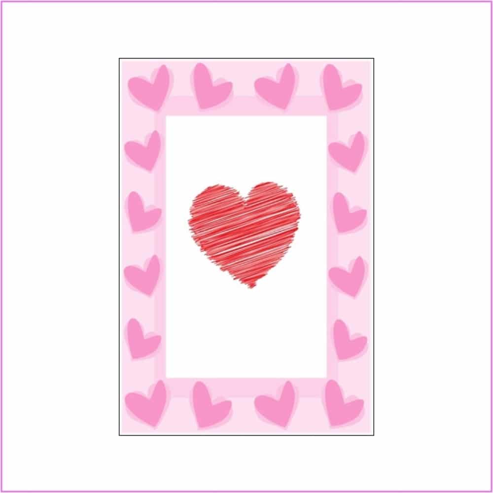 love card with hearts border and symbol