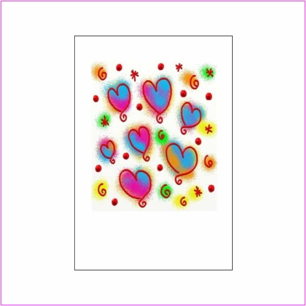 love card with multicolour hearts no message