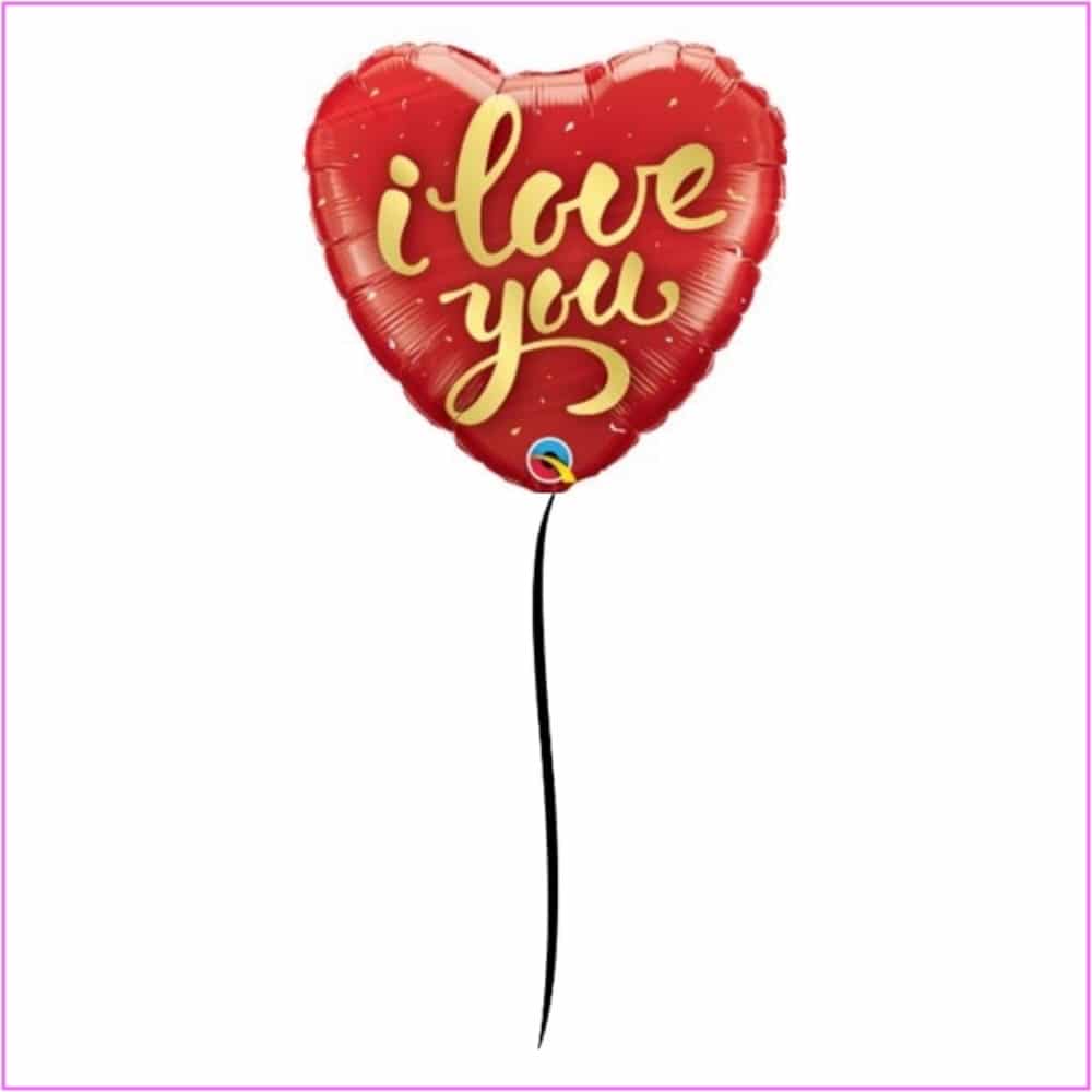 love you gold script floating foil balloon
