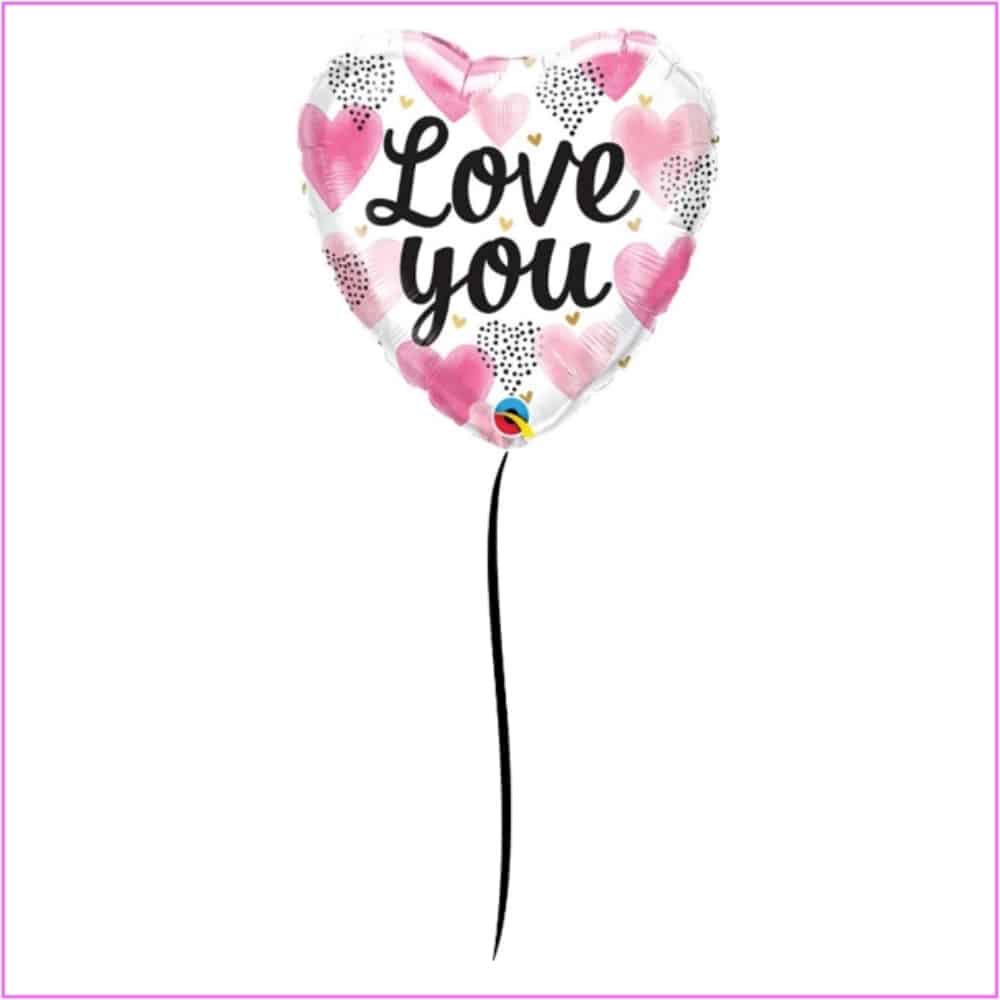 love you pink hearts floating foil balloon
