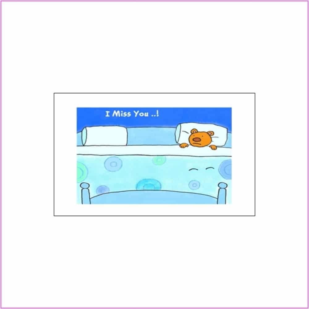 miss you card with big bed